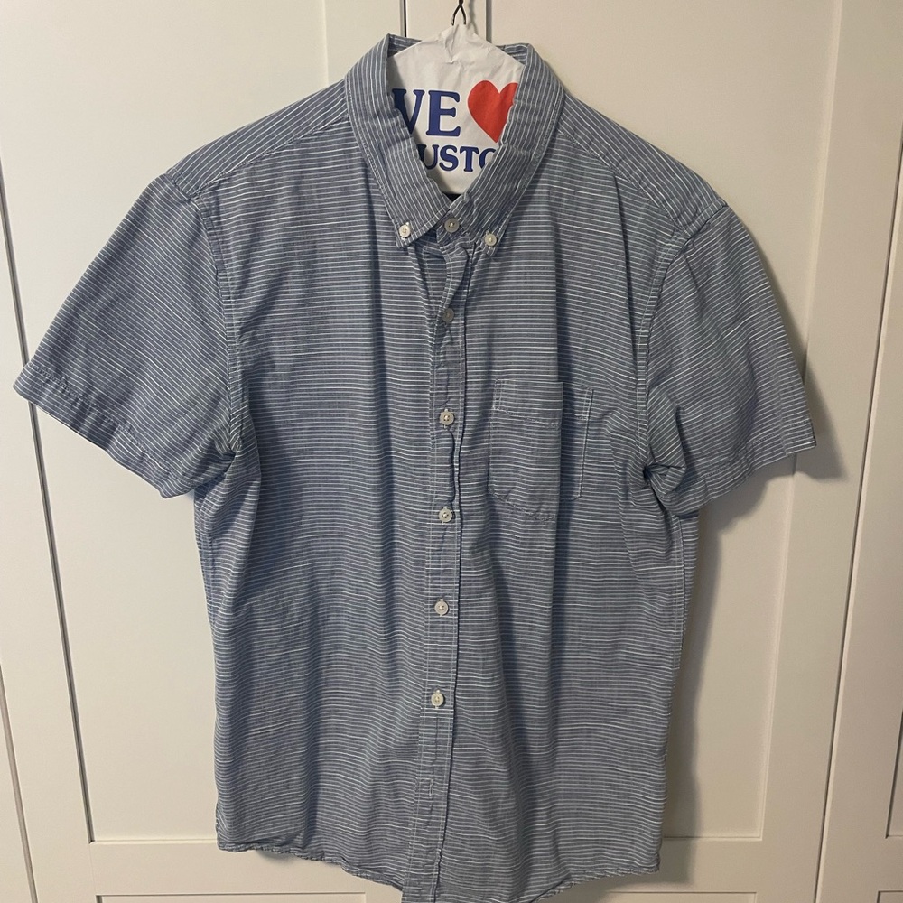 American Eagle “Seriously Soft” Blue Short Sleeve Button Down